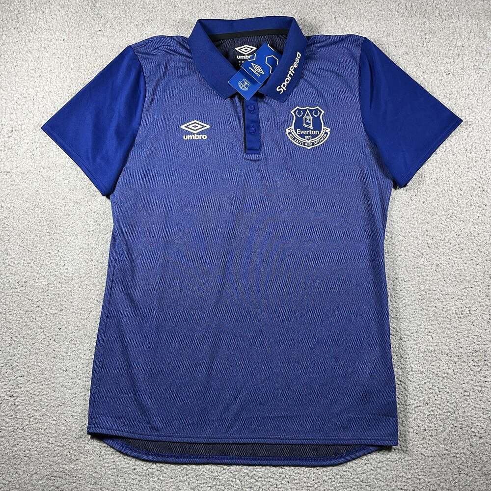 Everton Shirt Mens L Umbro Blue Soccer Football Training Polo Jersey Authentic